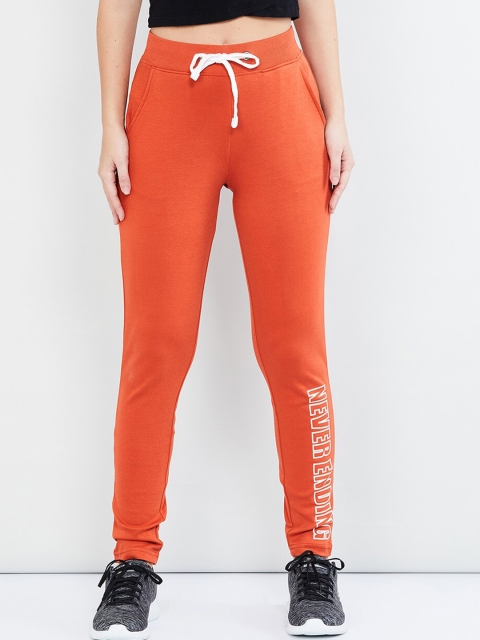 

MAX Women Orange Printed Drawstring Waist Track Pants