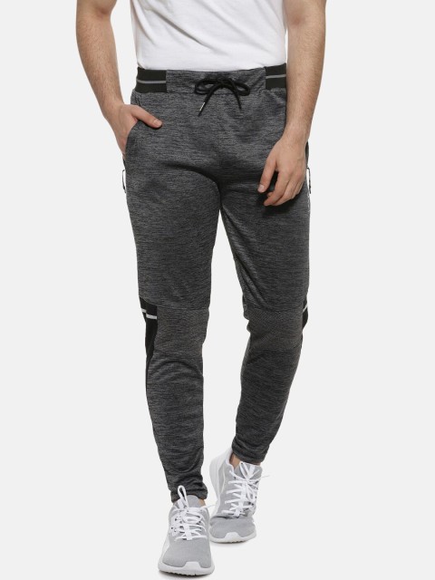 

Campus Sutra Men Charcoal Grey & Black Self-Design Track Pants
