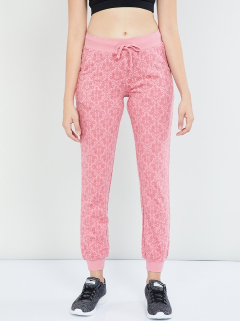 

max Women Pink Printed Slim-Fit Joggers