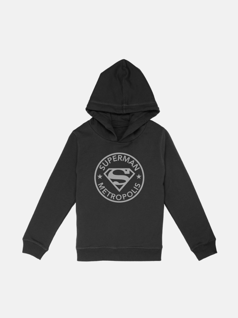 

Kids Ville Boys Black Superman Printed Hooded Sweatshirt