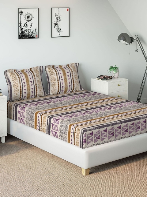 

DDecor Multicoloured Abstract 180 TC Cotton 1 King Bedsheet with 2 Pillow Covers, Multi