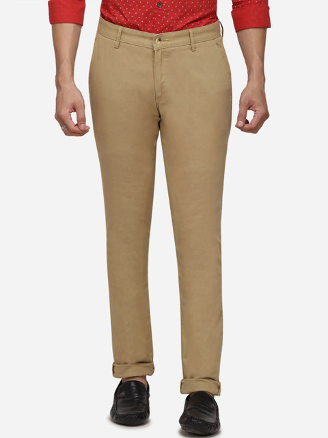 

Greenfibre Men Khaki Slim Fit Solid Chinos