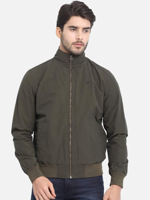 

t-base Men Olive Green Solid Lightweight Bomber