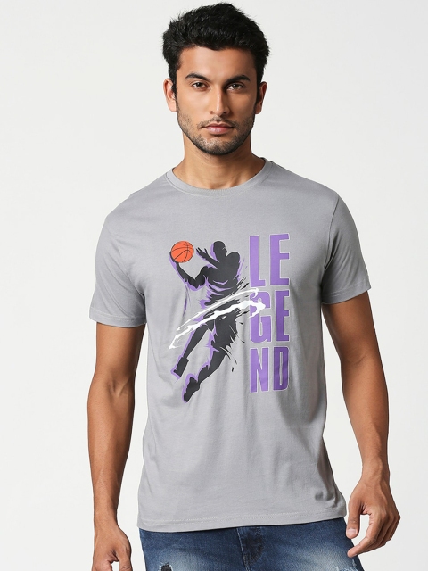 

Bewakoof Men Grey Printed Round Neck T-shirt