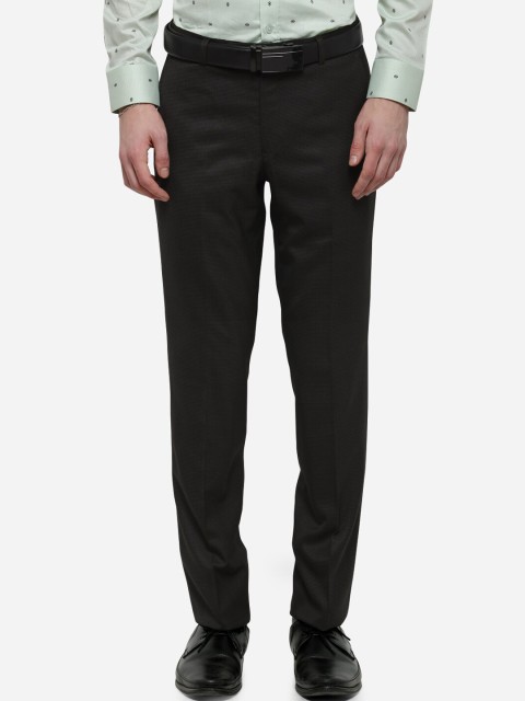 

METAL Men Brown Slim Fit Self Design Formal Trousers