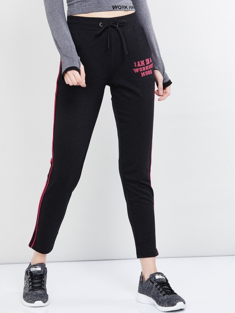 

max Women Charcoal Grey Solid Slim-Fit Track Pants