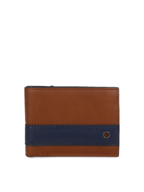 

ALDO Men Brown & Blue Colourblocked Two Fold Wallet