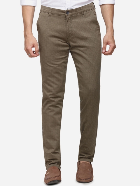 

Greenfibre Men Brown Slim Fit Checked Regular Trousers