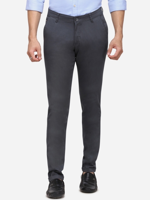 

Greenfibre Men Grey Slim Fit Solid Formal Trousers
