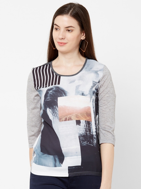 

Juliet Women Grey Printed Round Neck T-shirt