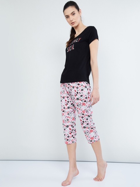 

max Women Black & White Printed Night Suit LD13