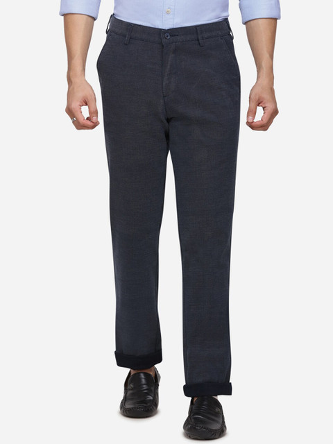 

Greenfibre Men Navy Blue Straight Fit Solid Formal Trousers