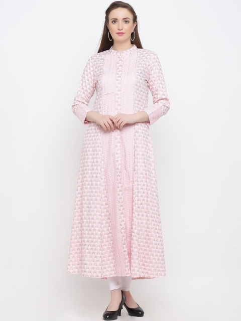 

Indian Virasat Women Pink Printed A-Line Kurta