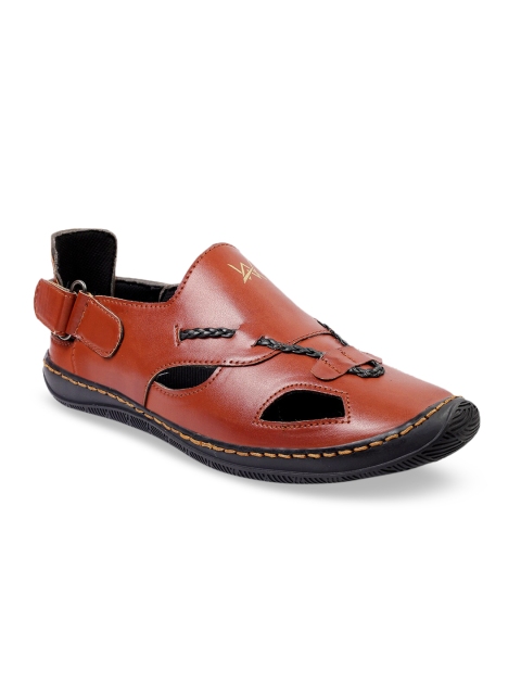 

Woakers Men Maroon Solid Leather Sports Sandals