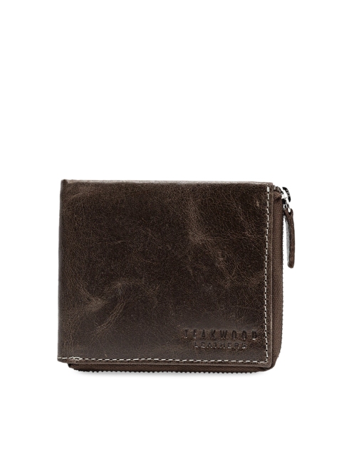 

Teakwood Leathers Men Brown Solid Zip Around Wallet