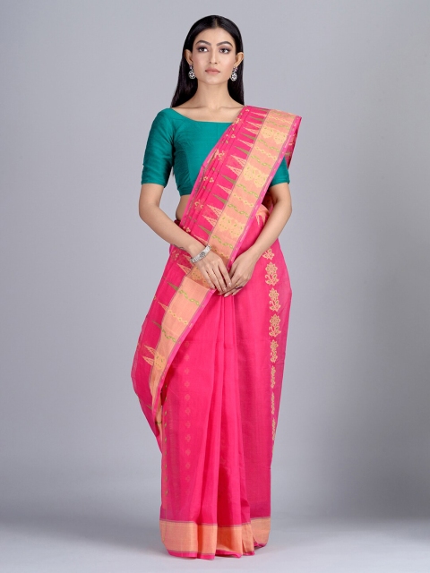 

Mitera Pink & Gold Pure Cotton Woven Design Taant Saree