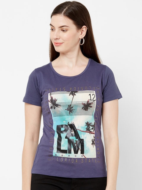 

Juliet Women Purple & Off-White Printed Round Neck T-shirt