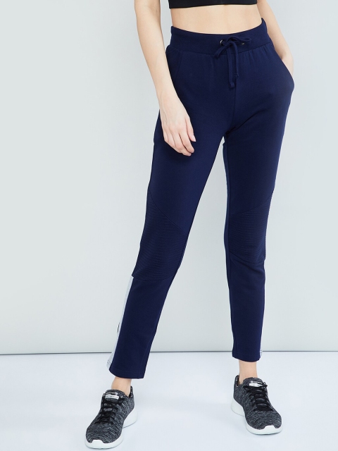 max Women Navy Blue Solid Slim-Fit Joggers