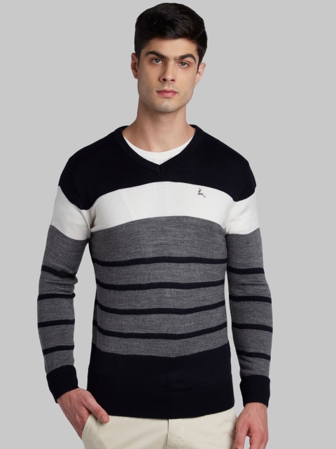 

Parx Men Blue Striped Pullover Sweater