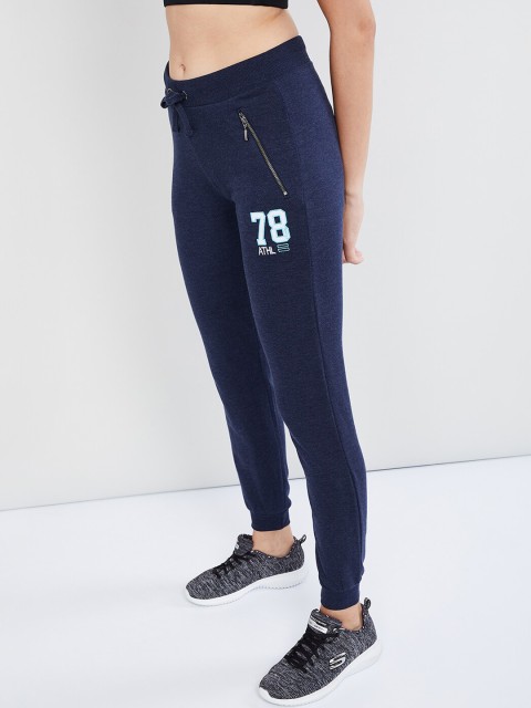 

max Women Blue Solid Slim-Fit Joggers