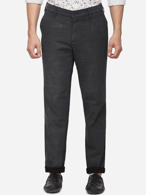 

Greenfibre Men Grey Slim Fit Self Design Regular Trousers