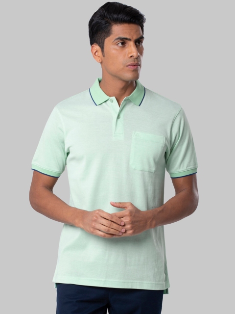 

Raymond Men Sea Green Solid Polo Collar T-shirt