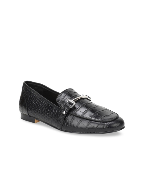 

ALDO Women Black Textured Leather Loafers