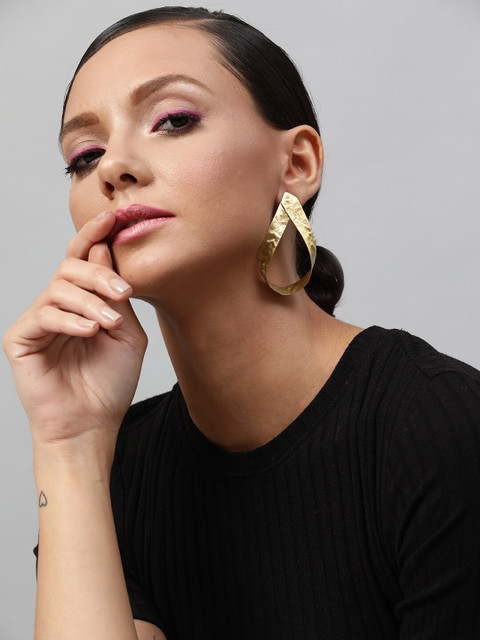 

STREET 9 Gold-Plated Teardrop Shaped Drop Earrings