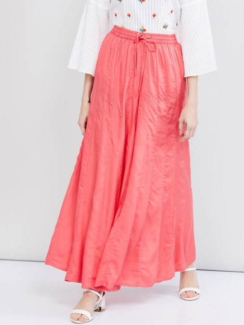 

max Women Coral Solid Wide Leg Palazzos
