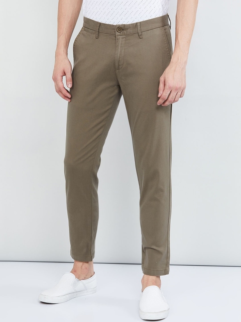 

max Men Brown Regular Fit Solid Regular Trousers