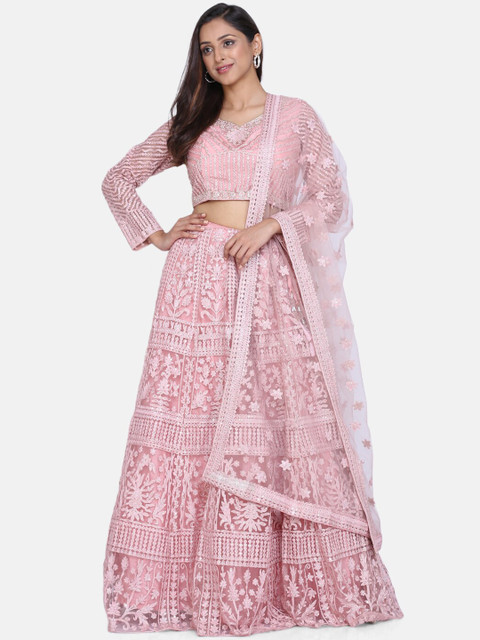 

BOMBAY SELECTIONS Pink Ready to Wear Lehenga & Blouse with Dupatta
