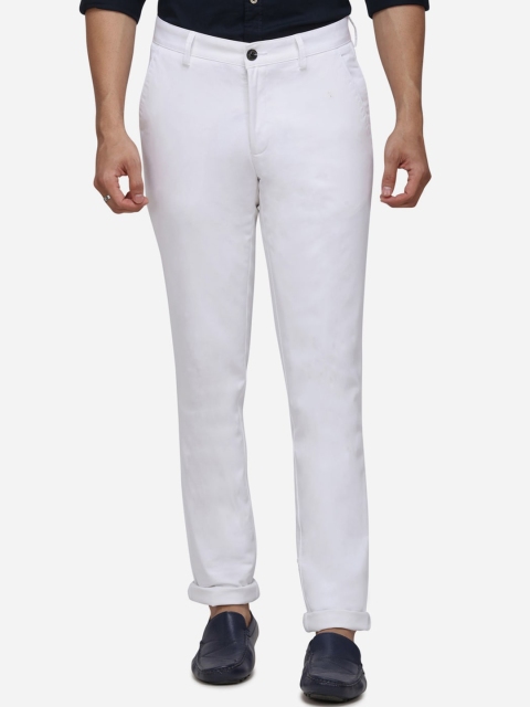 

Greenfibre Men White Slim Fit Solid Regular Trousers
