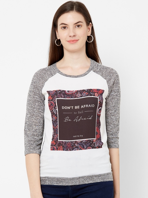 

Juliet Women Grey & White Printed Top