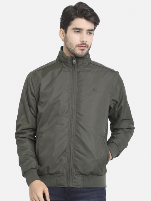 

t-base Men Olive Green Solid Lightweight Padded Jacket