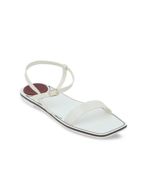 

CHARLES & KEITH Women Off-White Solid Open Toe Flats