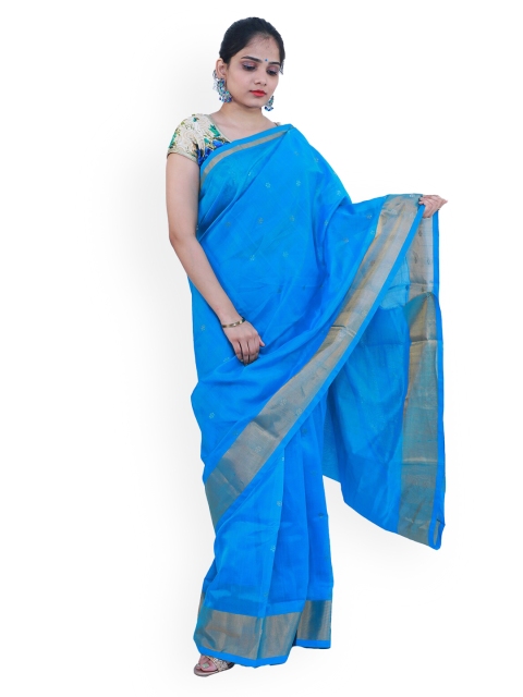 

APCO Blue Silk Cotton Solid Venkatgiri Sustainable Saree