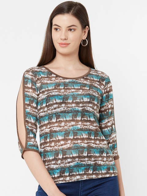 

Juliet Women Green & Brown Printed Slit Sleeve Top