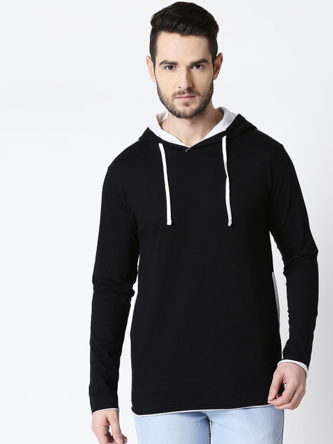 

Bewakoof Men Black Solid Hooded Sweatshirt