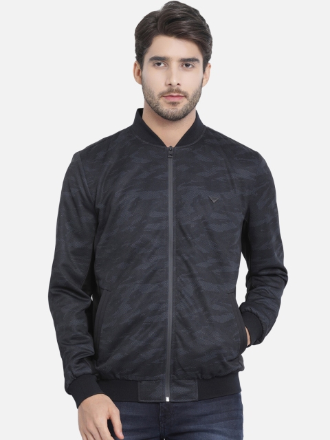 

t-base Men Black Camouflage Printed Lightweight Bomber