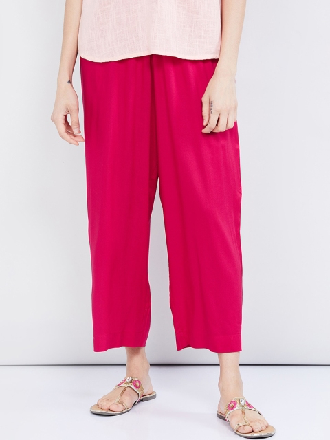 

max Women Fuchsia Solid Straight Palazzos
