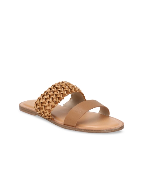 

ALDO Women Brown Textured Open Toe Flats