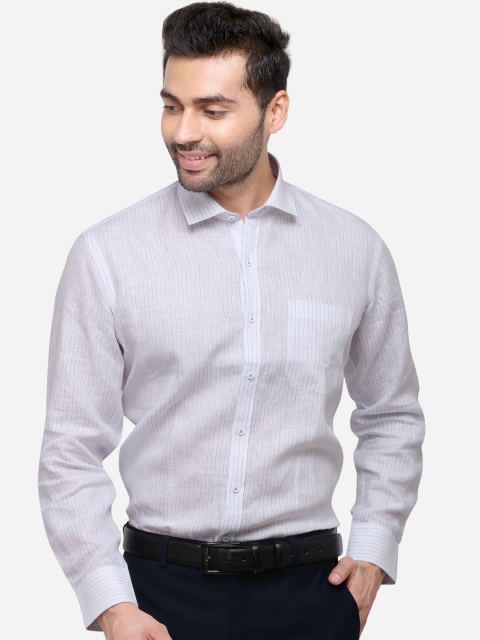 

JADE BLUE Men White & Blue Regular Fit Striped Formal Shirt
