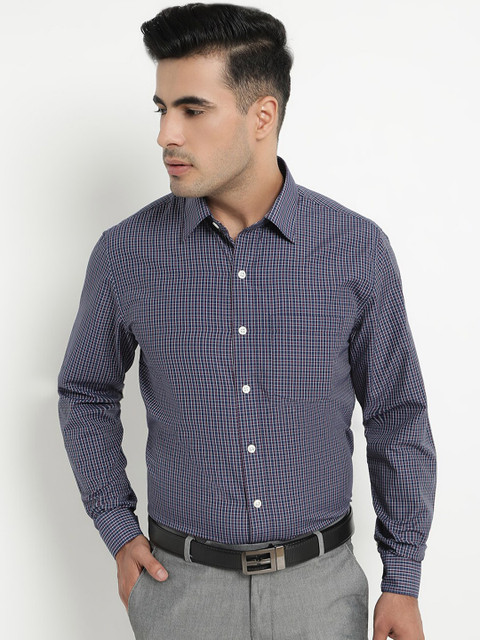 

COBB Men Blue Regular Fit Checked Formal Shirt