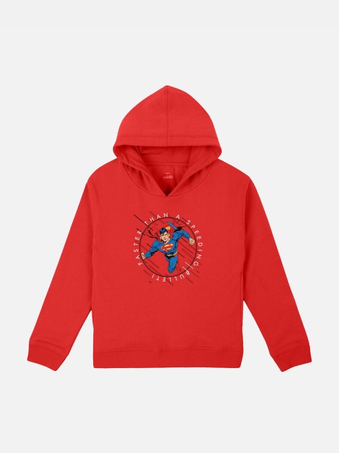 

Kids Ville Boys Red Superman Printed Hooded Sweatshirt