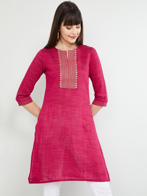 

max Women Fuchsia Pink & Gold-Coloured Yoke Design A-Line Kurta