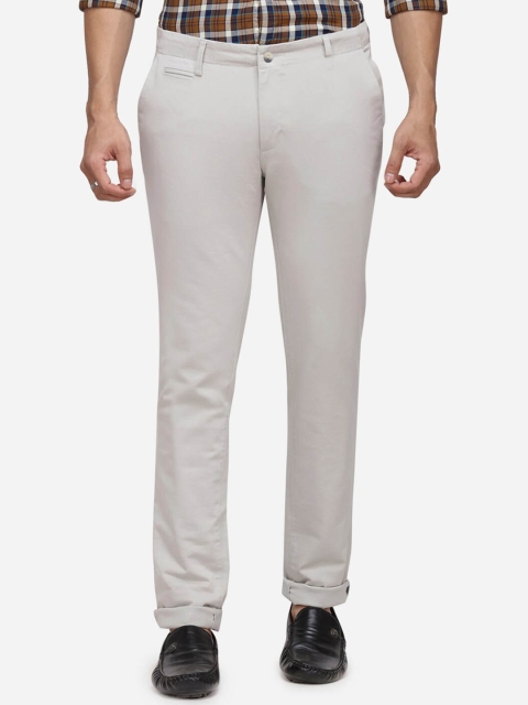 Greenfibre Men Grey Slim Fit Solid Chinos
