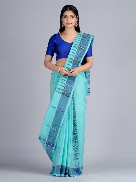 

Mitera Sea Green Pure Cotton Woven Design Taant Saree