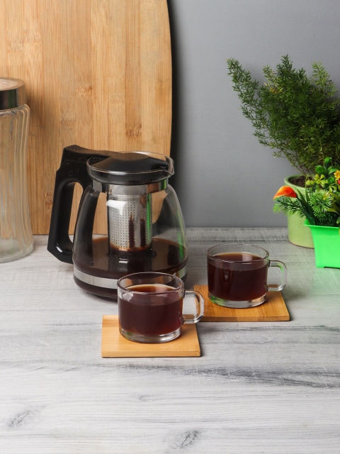 

ceradeco 7 Pieces Transparent Solid Glass Kettle Set With Stainer