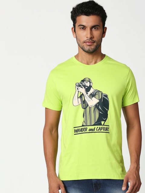 

Bewakoof Men Fluorescent Green Printed Round Neck T-shirt