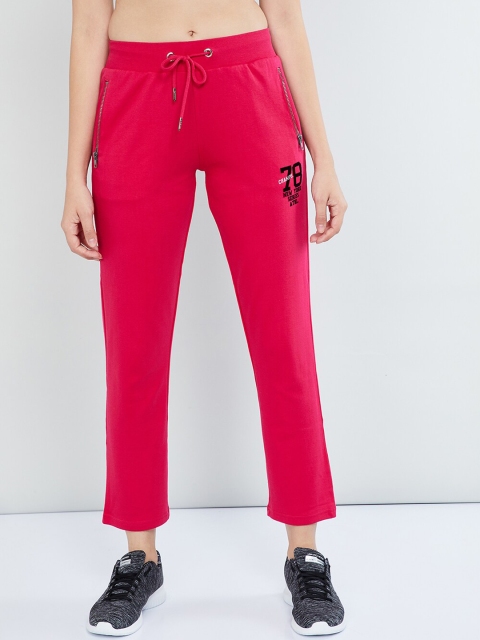 

max Women Fuchsia Pink Solid Slim-Fit Track Pants
